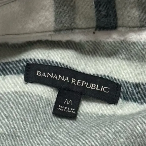 Banana Republic‎ Ivory Green Plaid Oversized Shacket Holiday Woolblend M - Image 8