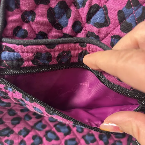 Vera Bradley Purple Cheetah Print Hipster Quilted‎ Shoulder Crossbody Bag - Image 3