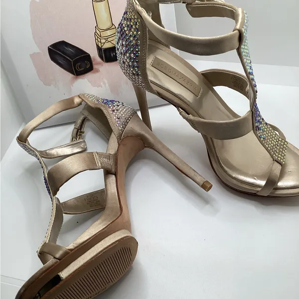 BCBGMaxAzria Beige Embellished High Heel Sandals. 7.5 - Image 3