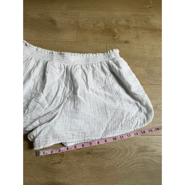 Aerie Gauzy High Waisted Short White Smocked Elastic Waist Beach Loungewear XL - Image 6
