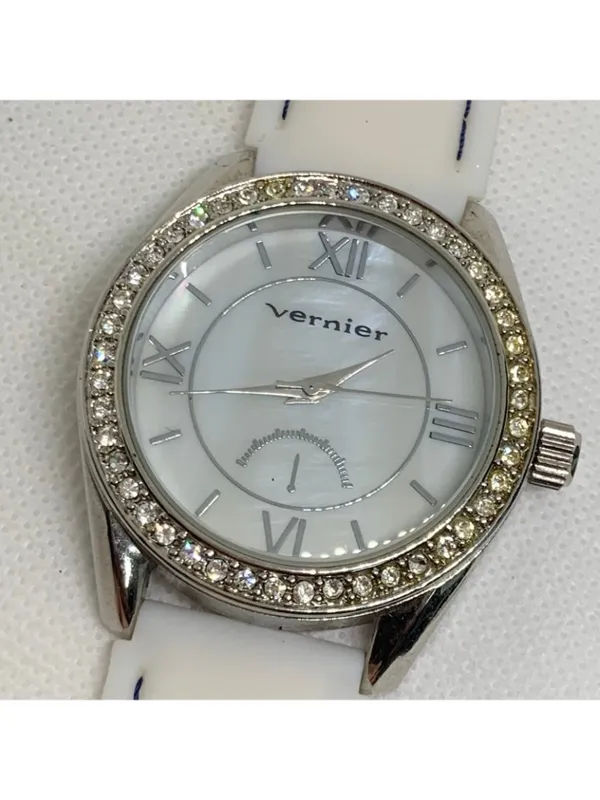 Vernier watch silver tone rhinestones 40mm quartz Roman mop dial running - Image 3