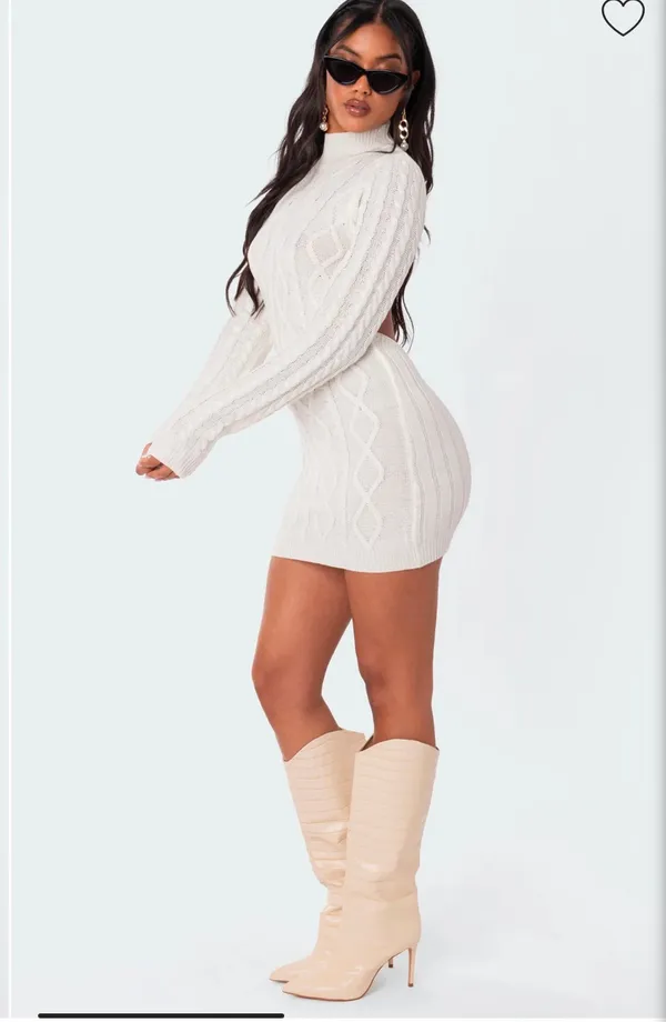White Cable Knit Sweater dress - Image 4