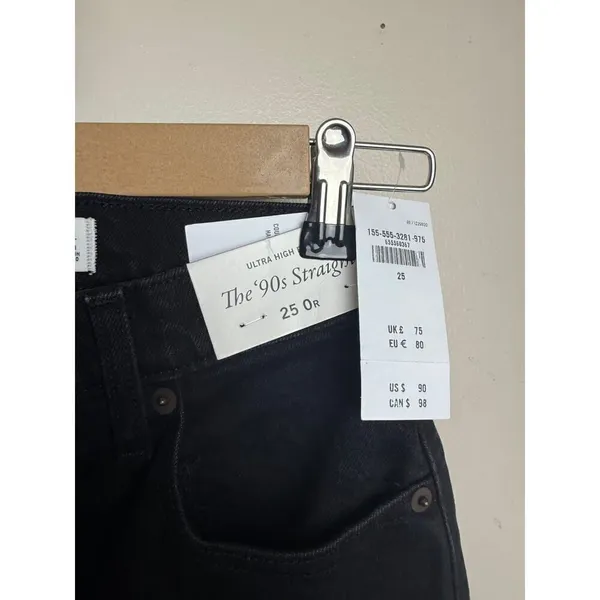 Abercrombie & Fitch Ultra High Rise The 90's Straight Black Jeans NWT Sz. 25 - Image 2