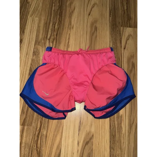 Nike Women's Sz M Medium Dri-fit‎ Hot Pink Blue Fitness Running Shorts - Image 6