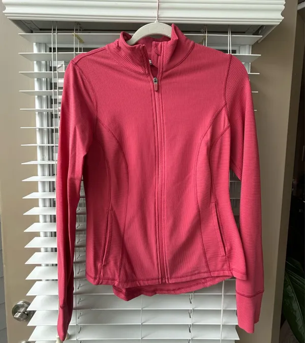 90 DEGREES BY REFLEX Pink ribbed athletic zip up jacket - Image 2