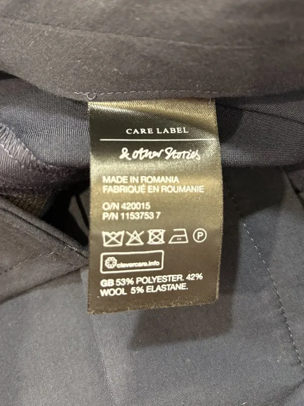 🌟 & Other Stories 🌟 Wool Blend Pleated Wide Leg Trouser Pant Navy Sz 34 - Image 5