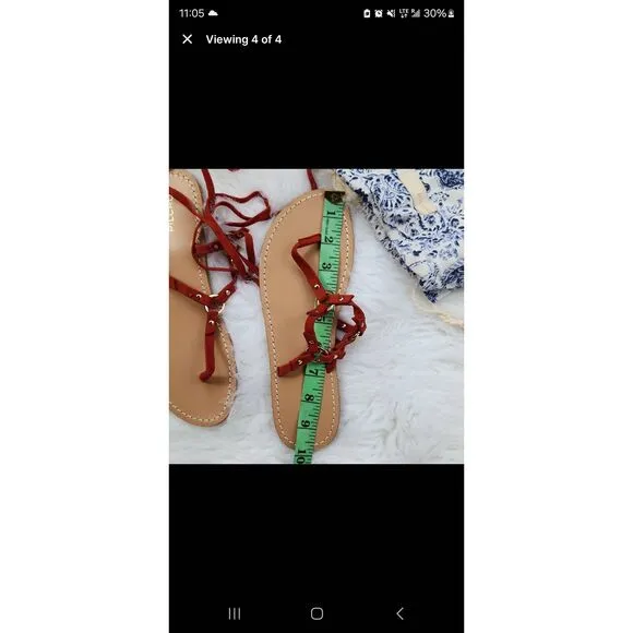 Pilcro Leather‎ Red Metal Strap Gladiator Sandals Size 7 - Image 5