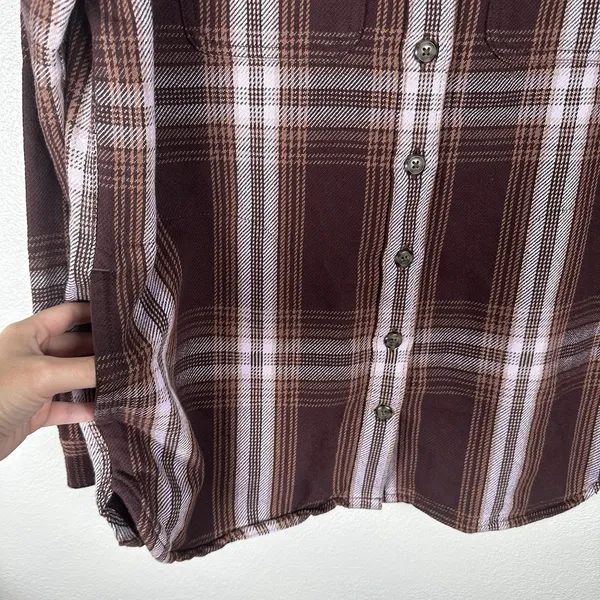 Carhartt Loose Fit Twill Shacket Womens Size Small Brown Plaid Cotton TW5991-W - Image 3