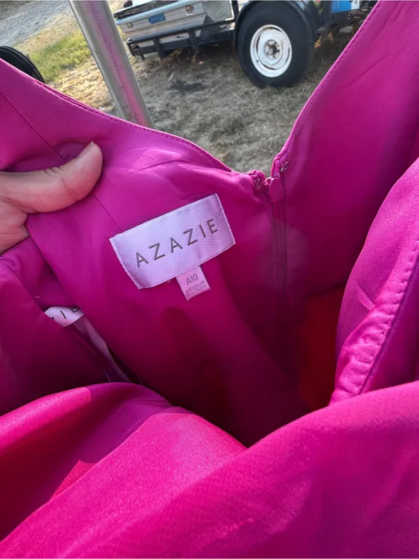 Azazie fuchsia Strapless Cowl Neck Dress - Image 3