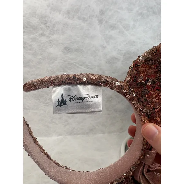 Disney Parks Minnie Mouse Rose Gold Sequined Ear Headband with Bow Accessory - Image 6