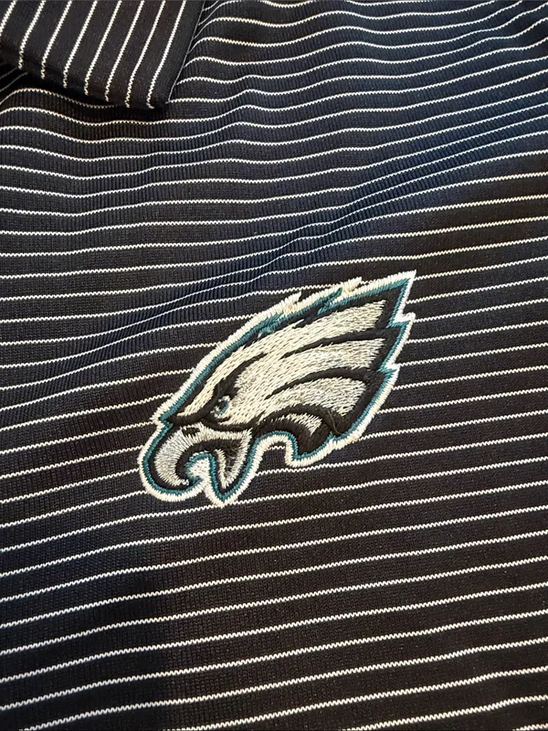 Antigua Philadelphia Eagles Striped Polo - Black & White - Small - C54-042 - Image 3