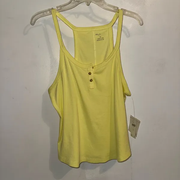 NWT $38 Anthropologie x Pilcro Yellow Hang Ten Layering Scoop-Hem Tank XL - Image 5