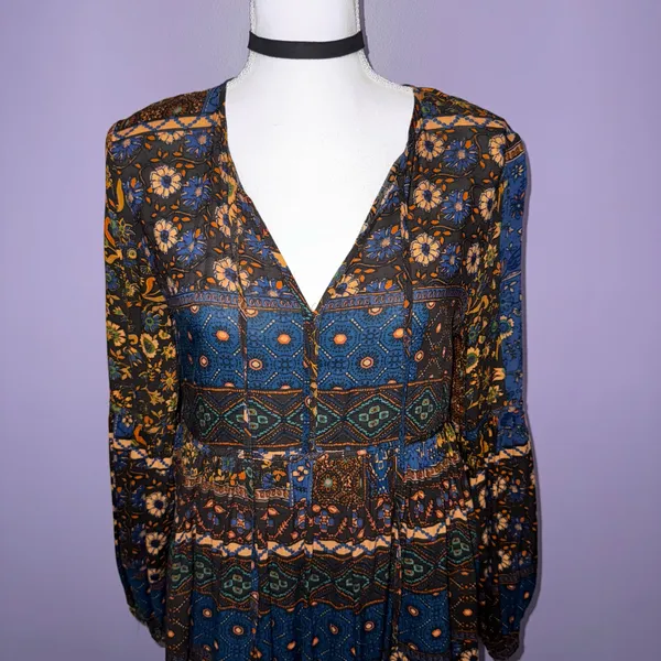 Altar’d State Bohemian Long Sleeve Floral Print Mini Dress - Image 2