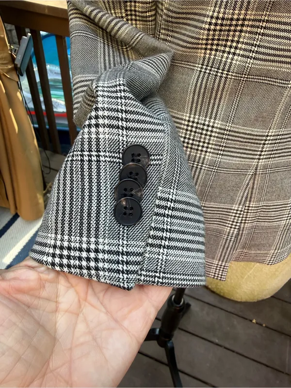 H&M Gray Plaid Blazer - Tailored Single-Button - Image 6