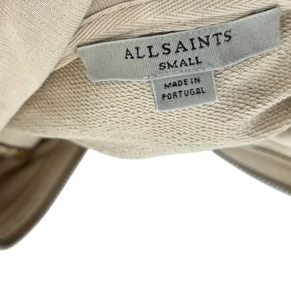AllSaints Xonda Hoodie Dress Sweatshirt Zip‎ 1/4 Zip Beige Cream Size Small - Image 14