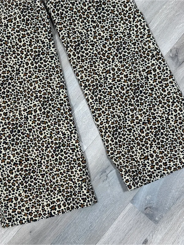 J. Crew Lizzie Leopard Print High‎ Rise Wide Leg Pants Tan Black 30 Chino - Image 8