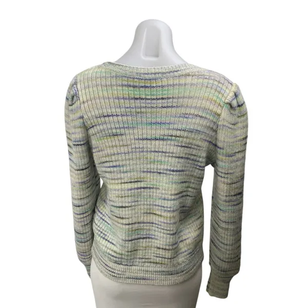 Sundays Multicolor Striped V-neck Jeweled Button Long Sleeve Cardigan Sweater S - Image 2