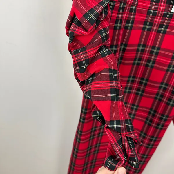 Antonio Melani Elena Plaid Square Neck Midi Dress Long Ruched Sleeve US 10 NWT - Image 10