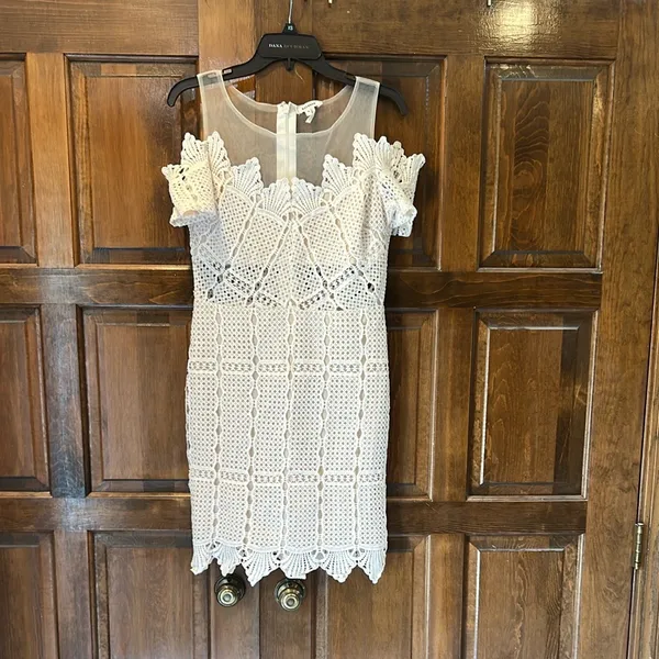 Soiéblu White Lace Dress Medium M Bridal Shower Graduation Rehearsal Dinner Boho - Image 2
