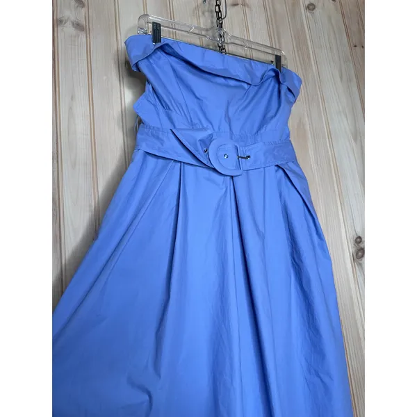 Lulus Trendsetting Choice Periwinkle Strapless Midi Dress Pockets Holiday Medium - Image 4
