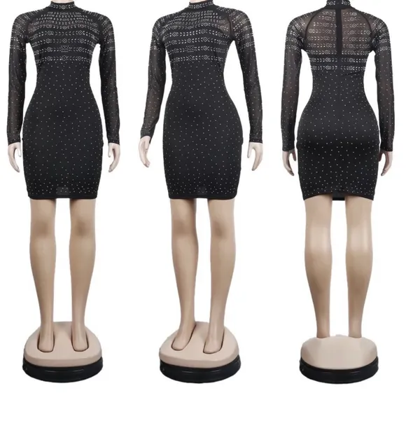 Mesh Party Black nwot bodycon sparkle bling dress - Image 6