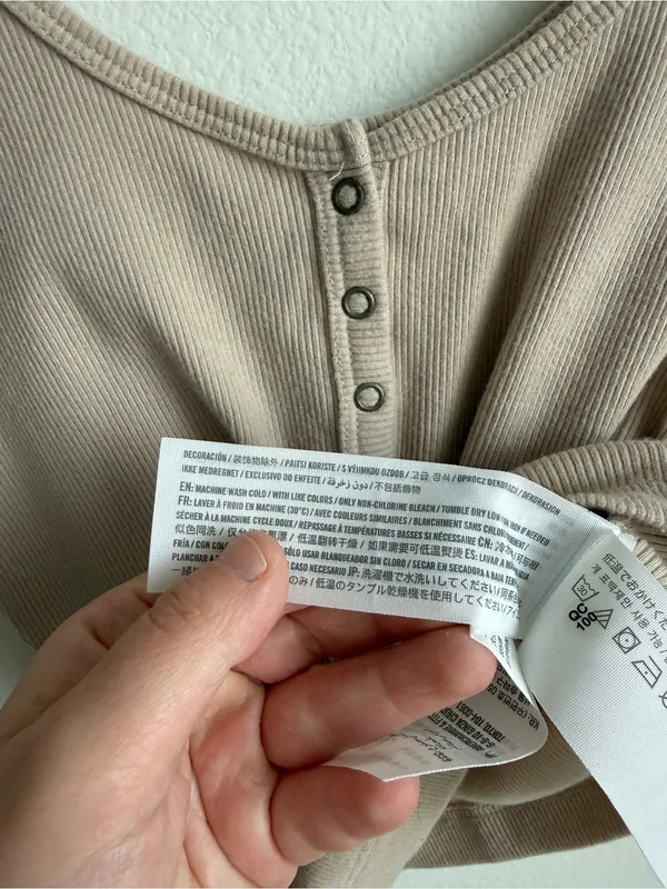 Abercrombie & Fitch Soft A&F Rib Henley Tank Top Beige XS - Image 7