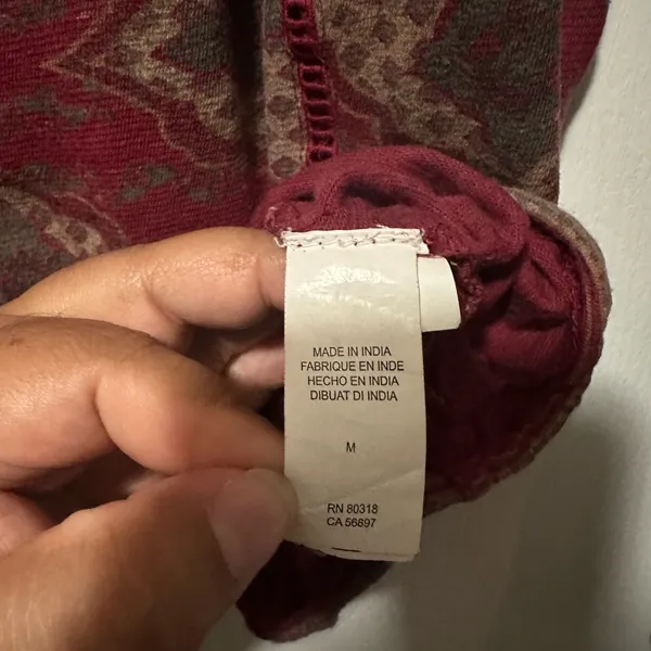 Lucky Brand Red and Brown Patterned Blouse - Image 4