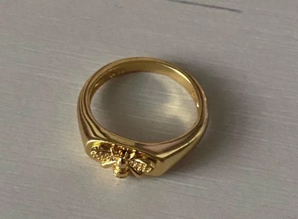 Savvy 14K Gold Plated Bee Signet Ring CIE JEWELS - Image 4