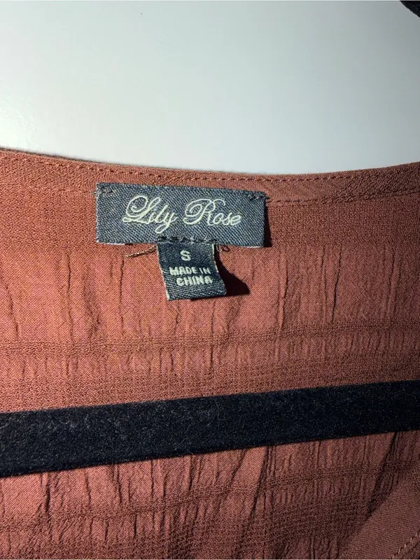 Lily Rose Brown Crinkle Long Sleeve Dress - Image 3