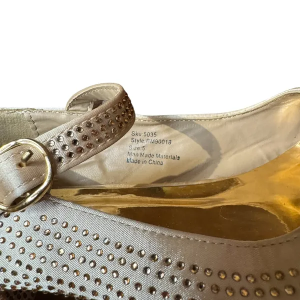 Badgley Mischka Shoes Womens Size 5 Ivory Block‎ Heel Mary Jane Rhinestone Dress - Image 6