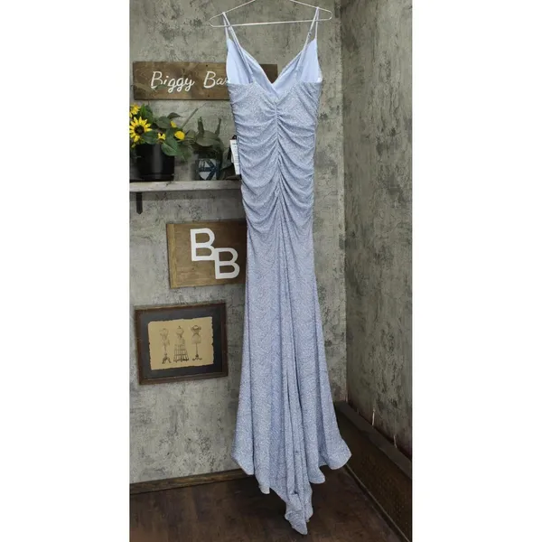 NWT B Darlin Plus Size Glitter-Knit Prom Dress Gown 5DH8978 14W Light Blue - Image 5
