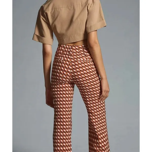 Maeve Naomi High‎ Waisted Flare Pants Geometric Print Magic Fabric Size 2 - Image 8