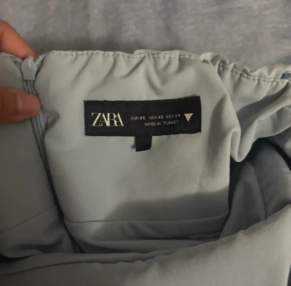 ZARA Strapless Blue Dress - Image 3