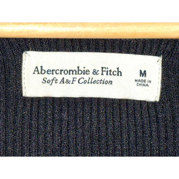 Abercrombie & Fitch Soft AF Black Ribbed Knit Long Sleeve Pullover Sweater Sz M - Image 3
