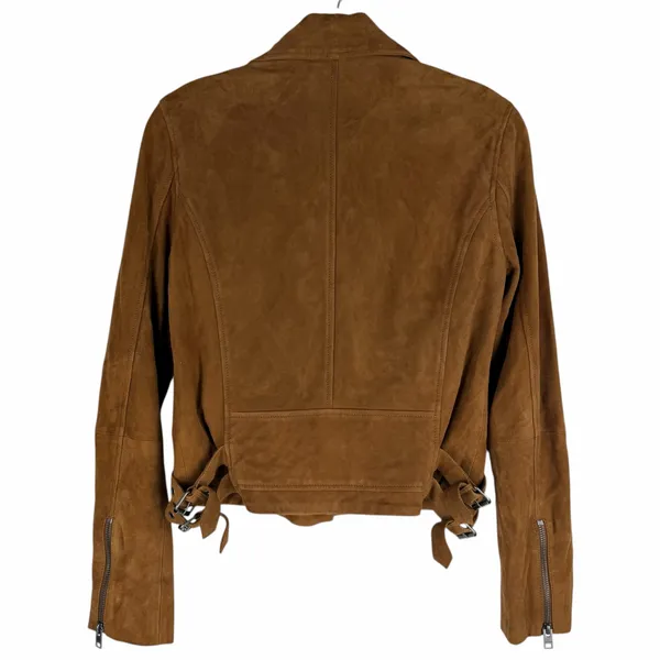 Lucky Brand Goat Suede Asymmetrical Zip Moto Jacket Brown Size XS - Image 8