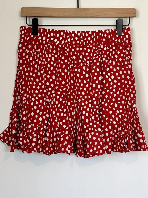 NWT Cupshe Red and White Polka Dot Drawstring Mini Skirt - Size: Medium - Image 5