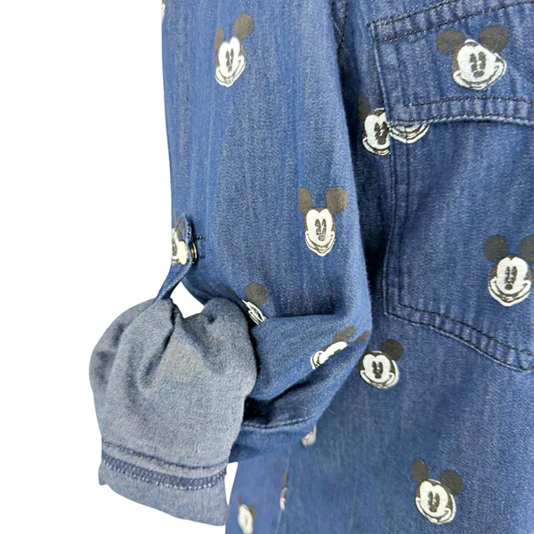 RARE Disney x Kook n Keech Denim Mickey Studded Snap Button Shirt *FLAW* - Image 6