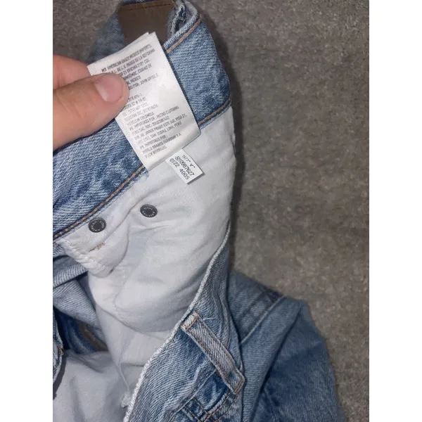 American Eagle Jeans Size 6 Short Wide Leg Baggy Distressed Skater Jeans 2 Tone - Image 9