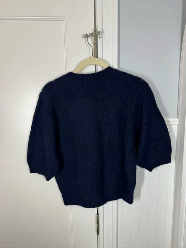 Madewell Cloudsoft Charm Stitch Hazel Sweater Tee Small Navy Blue Preppy juniper - Image 5