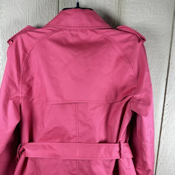 Coach Short Trench Coat Womens Medium Pink Double Breasted Belted Quiet Luxury - Image 8