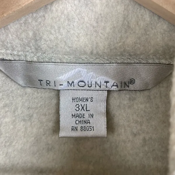 Vintage Tri-Mountain Fleece Vest Women's Size 3XL Beige Pumpkin Embroidered Fall - Image 4