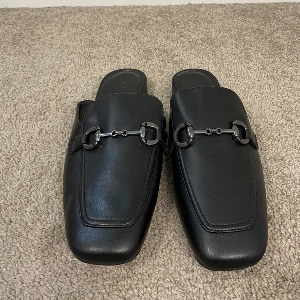 New Steve Madden Black Square Toe Horsebit Mule Loafers Size 10 - Image 3