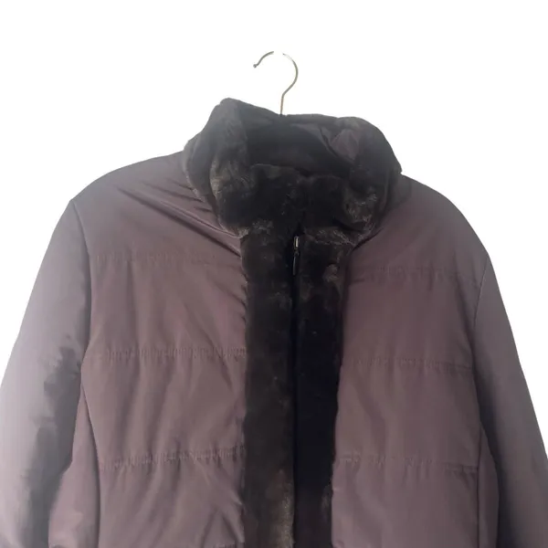 Jones New York Size XL Chocolate Brown Faux‎ Fur Lined Winter Coat - Image 2