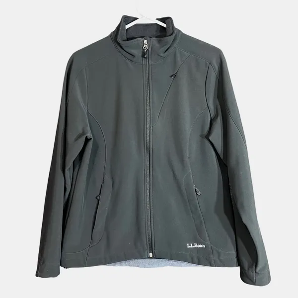 LL Bean Womens Size Medium Black Softshell Full‎ Zip Jacket Fleece Lined Outdoor - Image 2