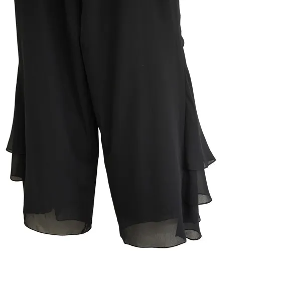 Alex Evenings Black Chiffon Wide Leg Tiered Ruffle Hem Dress Pants Gala‎ Formal - Image 4