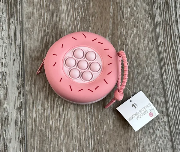 NWT Water Bottle Pouch In Pink w Fidget Poppers Zips Shut - Image 3