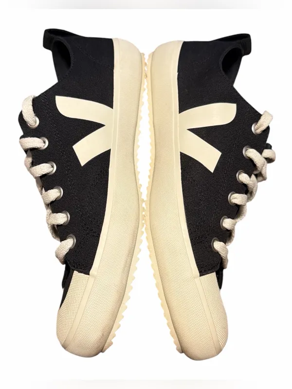 Veja Nova‎ Low Top Black Canvas Beige Lace Up Sneakers Size 8 / 39 - Image 4