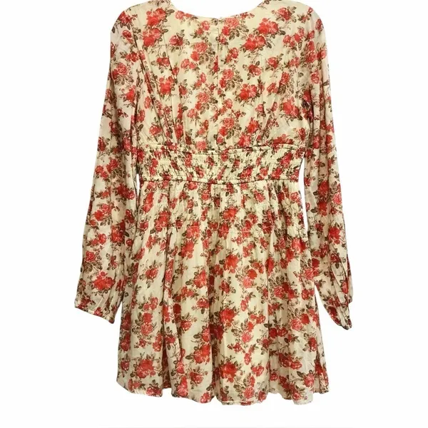Free People‎ Keep You Mine Floral Printed Mini Dress Boho Long Sleeve Small - Image 5
