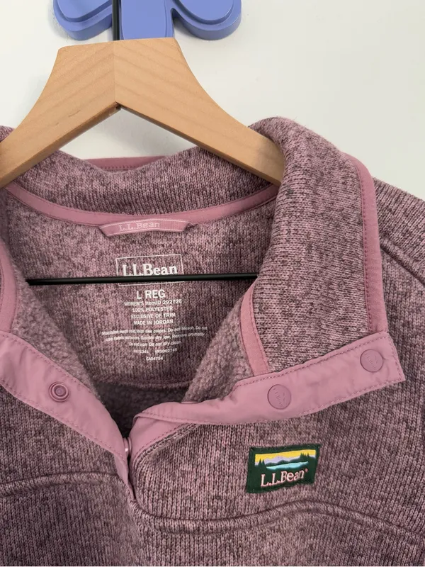 L.L.Bean Large Sweater Fleece Pullover Washed Orchid Outdoor Travel Hike - Image 4
