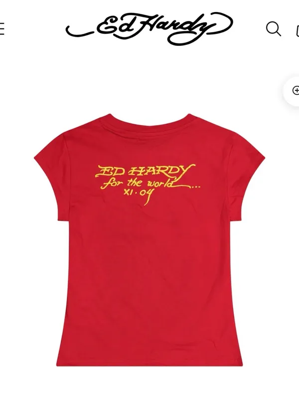 Ed Hardy Red Tee with Leopard and Flame Graphic - Image 4